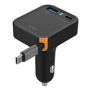 CARREGADOR VEICULAR WIWU HELIX 65W USB-A + USB-C PRETO