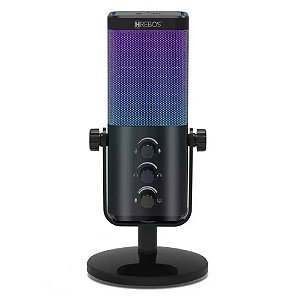 MICROFONE DE MESA HREBOS ORIONCAST USB COM ILUMINAÇÃO RGB MF-011