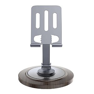 SUPORTE DE MESA HREBOS MOBILE ÉBANO EM ALUMÍNIO E MADEIRA PARA CELULAR E TABLET SU-259
