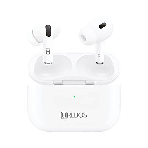 FONE BLUETOOTH HREBOS HPODS PRO TWS COM ESTOJO CARREGADOR BRANCO EB-213
