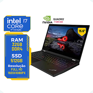 Notebook Lenovo P15 Gen2 Core I7-11 32gb 512gb Nvidia T1200 Preto