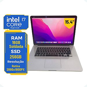 Macbook Pro A1398 15.4 Core i7 Quad Core 16gb SSD 256gb