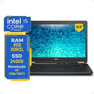 Notebook Dell E7250 I5 5300 8gb Ssd 256gb Tela 12.1Pol HD