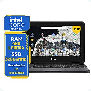 Notebook Dell Chromebook 3100 2x1 Intel celeron 11.6' Touch