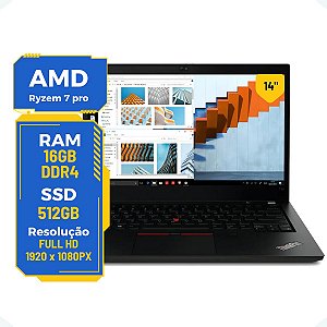 Notebook Lenovo Thinkpad T14 Ryzen 7 Pro 16gb 512gb 14' Fhd