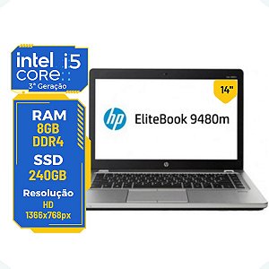 Notebook Hp Elitebook Folio Core i5-3th 8gb 256gb 14' Hd