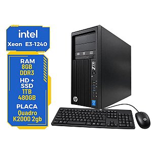 Workstation Hp Z230 Xeon 8gb 480gb+1tb Quadro K2000 2gb