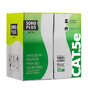 Cabo de Rede CAT-5e 24AWGX4P SOHOPLUS Caixa 305 Mts