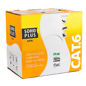 Cabo de Rede CAT-6 Sohoplus U/UTP Caixa 305 Mts *Valor por metro. **Vendido somente o rolo.