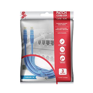 Cabo de Rede Ftp Patch Cord Cat-5E - 3M - Azul