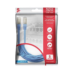 Cabo de Rede Ftp Patch Cord Cat-5E - 5M - Azul