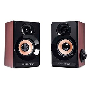 Caixa de Som Multimídia USB 6W Acabamento em Madeira Multilaser