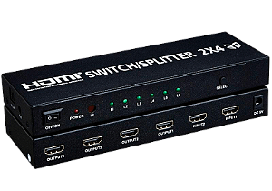 Distribuidor de Vídeo Splitter HDMI 2x4 3D