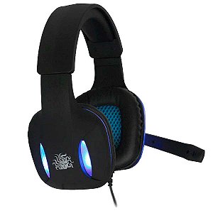 Fone Gamer Headset Preto com Luz Azul