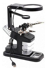 Lupa Terceira Mão Com Suporte e Iluminação de Led - Klte-803