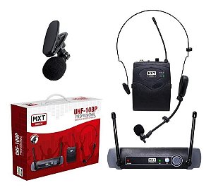 Microfone Sem Fio MXT UHF 10BP Headset Lapela