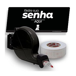 Painel Kit para Senha 3 Dígitos com Dispensador Bico de Pato com Bobina e Placa Retire sua Senha Multeletronic - Preto