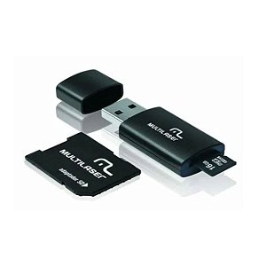 Pen Drive Multilaser 16GB. KIT 3X1 PENDRIVE + ADAPTADOR + CARTÃO DE MÉMORIA Classe 10 Preto