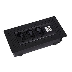 Régua de Mesa para 4 Blocos Facility SERIE-150 Dutotec - Preto - (Não acompanha blocos)