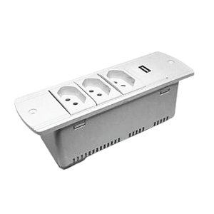 Régua de Mesa para 4 Blocos Facility SERIE-170 Dutotec - 2ELE/1RJ-45/1USB - Branco