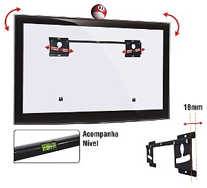 Suporte de Parede Multivisão LED180-PR p/ TV's LED de 26 à 56