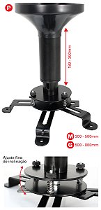 Suporte Teto com Inclinação para Projetores Multivisão MULTIPROJETOR-P