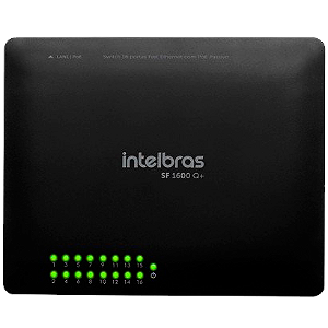 Switch 16 Portas Fast Ethernet SF 1600 Q+ Intelbras