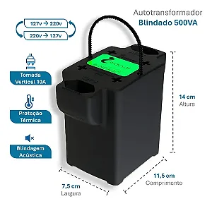 Transformador Indusat Blindado 500VA / 325W Bivolt