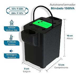 Transformador Indusat Blindado 1500VA / 975W Bivolt
