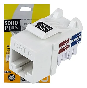 CONECTOR FÊMEA SOHOPLUS CAT.6 T568A/B – BRANCO – ROHS