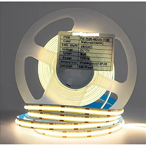 Fita LED 12V 120 LEDs/m Branco Neutro 4000K IP20 SMD 3528 COB