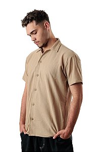 Camisa Masculina Manga Curta Slim Fit - KAMIBI