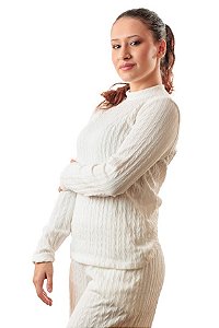 Blusa Feminina Manga Longa Texturizada - KAMIBI