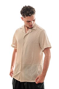 Camisa Masculina Crochê Manga Curta - KAMIBI
