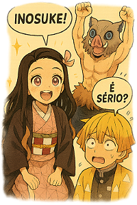 😂🎭 Camisa Nezuko, Zenitsu e Inosuke Cômicos – Coleção Demon Slayer