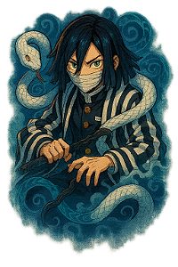 🐍⚔️ Camisa Obanai Iguro – Coleção Demon Slayer