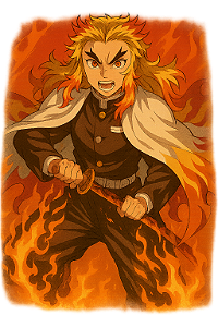 🔥🔥 Camisa Rengoku – Coleção Demon Slayer