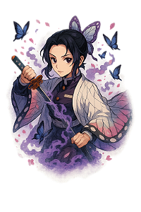 🦋⚔️ Camisa Shinobu Borboletas – Coleção Demon Slayer
