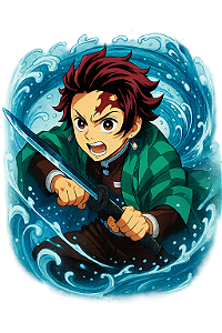 💧⚔️ Camisa Tanjiro – Respiração da Água | Coleção Demon Slayer