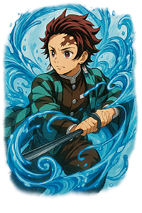 🌊⚔️ Camisa Tanjiro Fluxo da Água – Coleção Demon Slayer