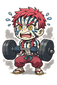 💪 Akaza Treinando – Coleção Chibi