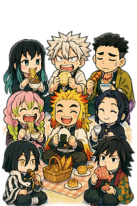 🍙 Hashiras em Piquenique – Coleção Chibi