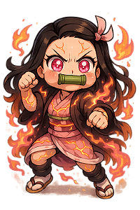 🔥 Nezuko em Fúria – Coleção Chibi