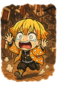 ⚡ Zenitsu Perdido – Coleção Chibi