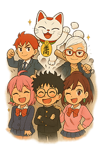 👥✨ Turma Reunida – DanDaDan Chibi
