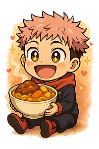 ✨🍜 Yuji Comilão Chibi – Jujutsu Kaisen | Camisa Anime