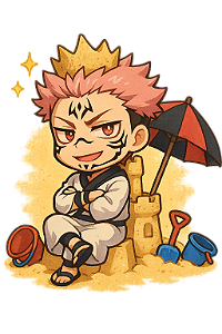 ✨👑 Sukuna Rei da Praia – Jujutsu Kaisen | Camisa Anime Chibi