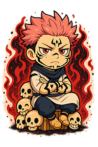 ✨🔥 Sukuna no Trono – Jujutsu Kaisen | Camisa Anime Chibi