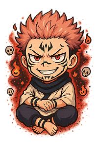 ✨🔥 Sukuna Majestoso – Jujutsu Kaisen | Camisa Anime Chibi