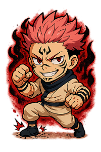 🔥👊 Sukuna Lutador – Jujutsu Kaisen | Camisa Anime Chibi
